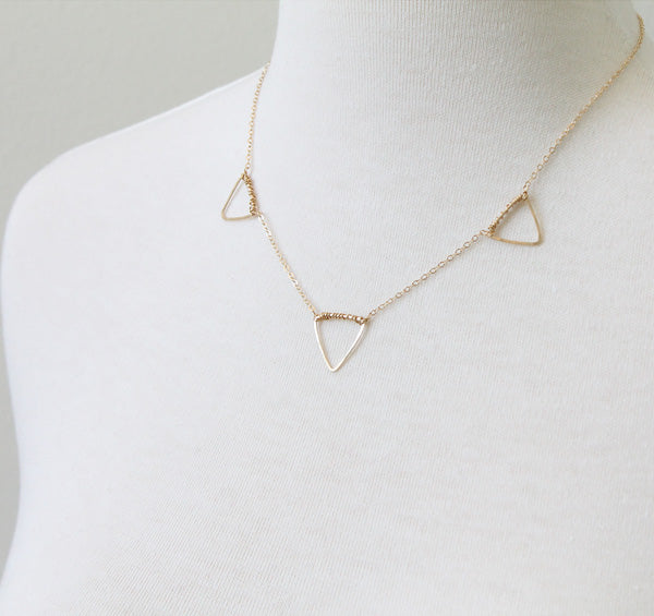 Triple Geo Shape Necklace, triangles