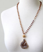 Agate slice necklace with citrines