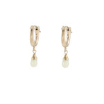 Huggie Hoop Earrings with Opal