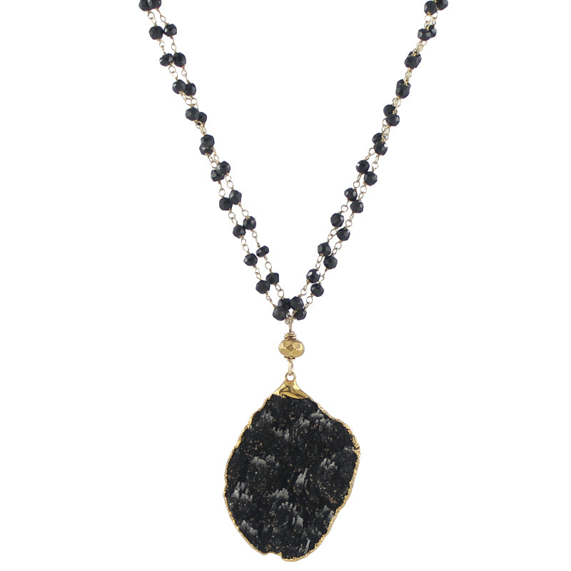 Black Kyanite on Double Chain Necklace