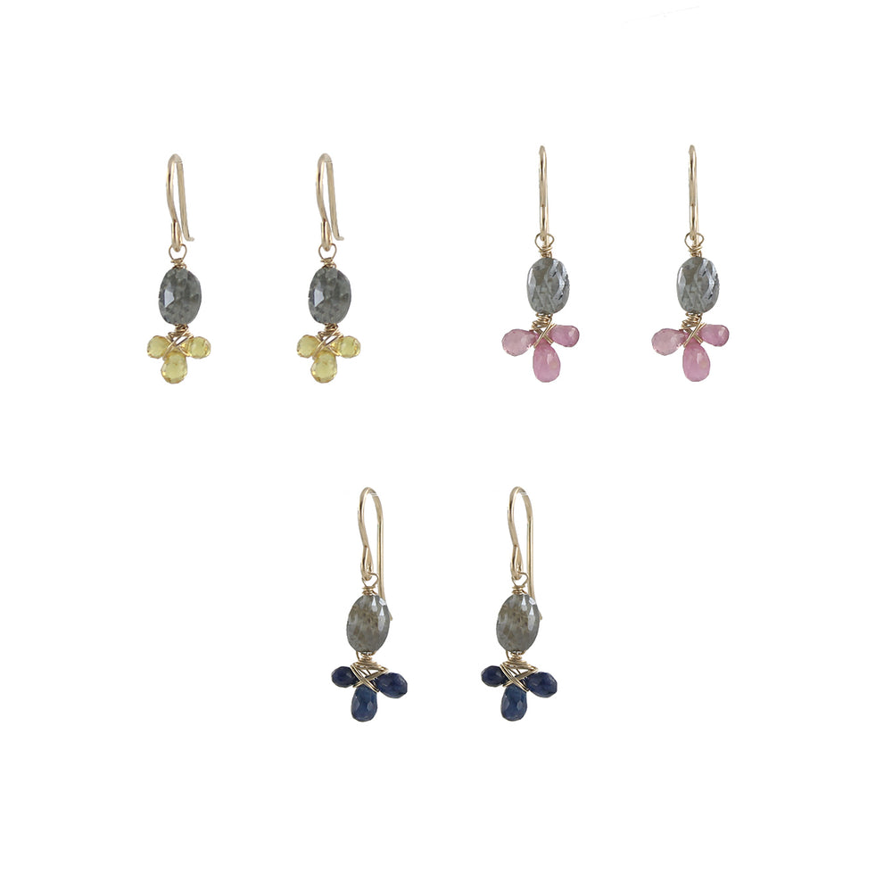 Gem fleur earrings blue sapphires