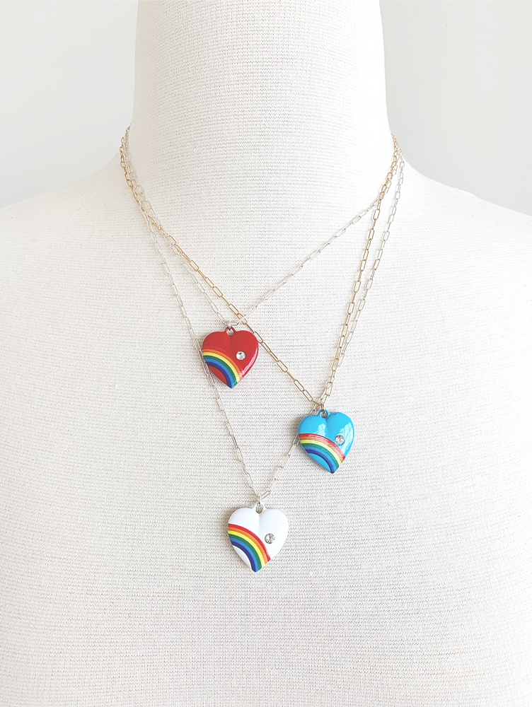 Retro rainbow heart pendant