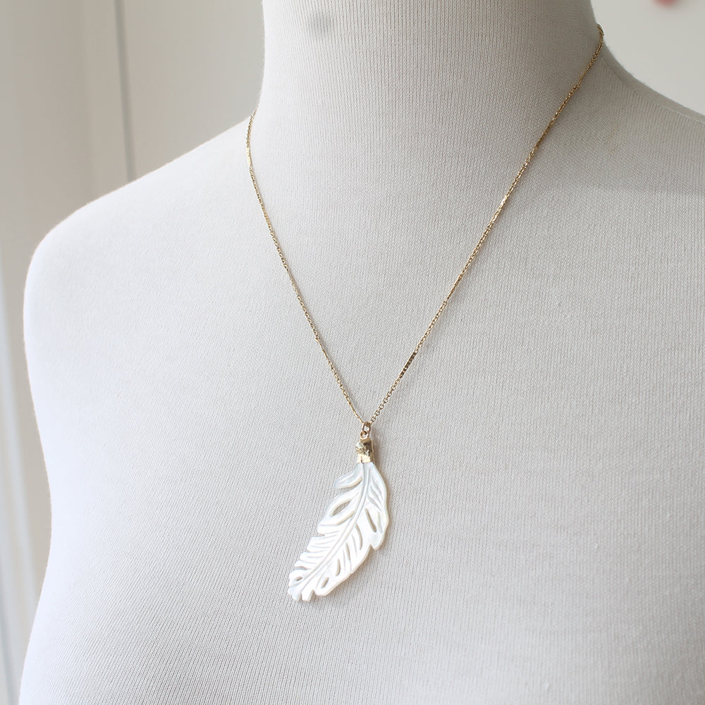 Mother of Pearl Feather Necklace