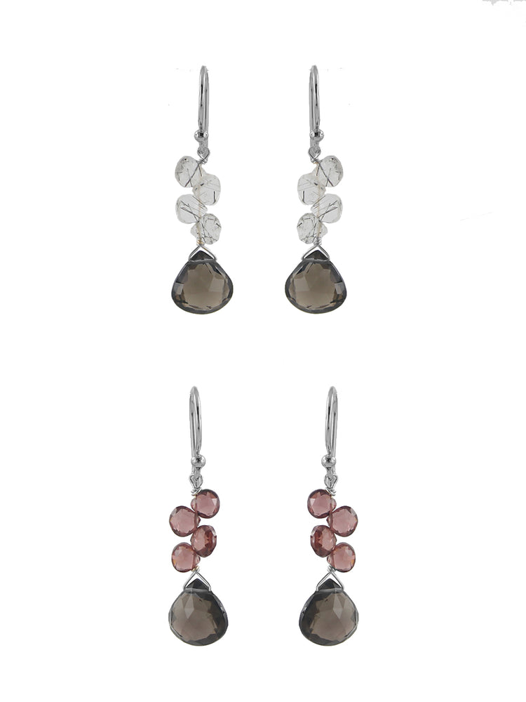 Garnets and smoky quartz earrings