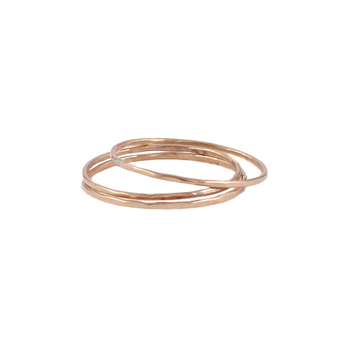 Thin hammered 14k rose gold-filled rings