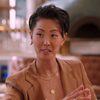 Kristen Kish brown suit Sundisk Necklace