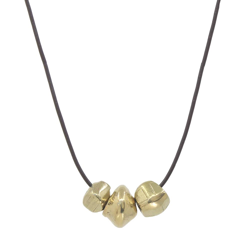 3-Bead Brass Necklace