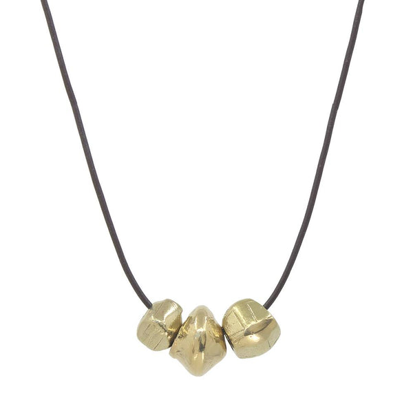 3-Bead Brass Necklace