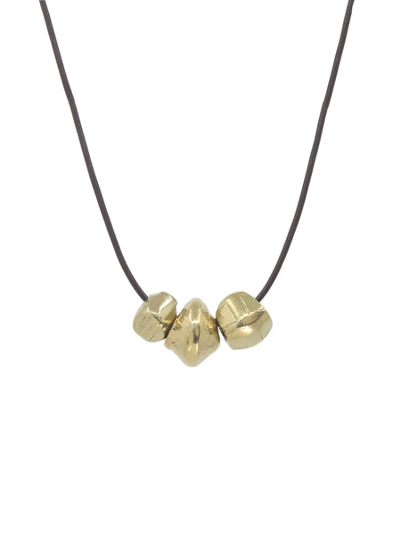 Brass 3-Bead Necklace