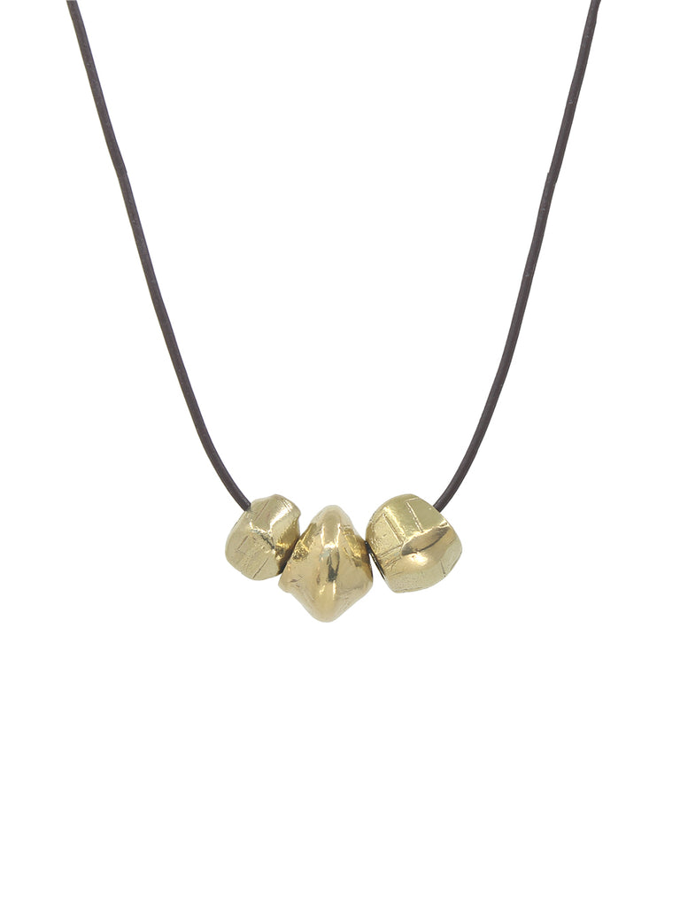 Brass 3-Bead Necklace