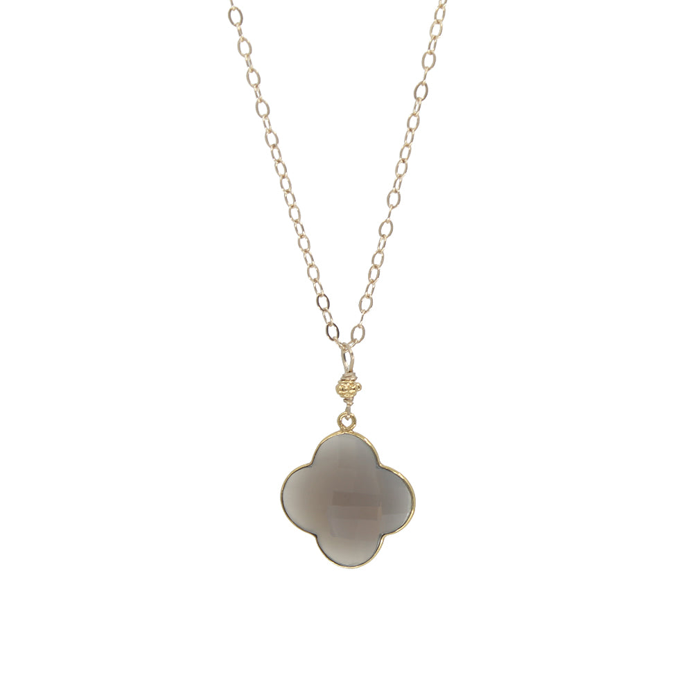 Smoky Chalcedony Clover Necklace
