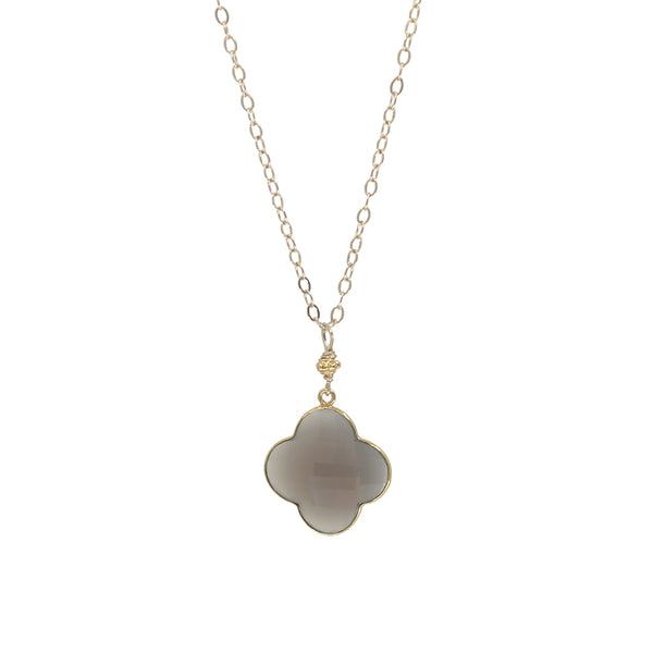 Smoky Chalcedony Clover Necklace