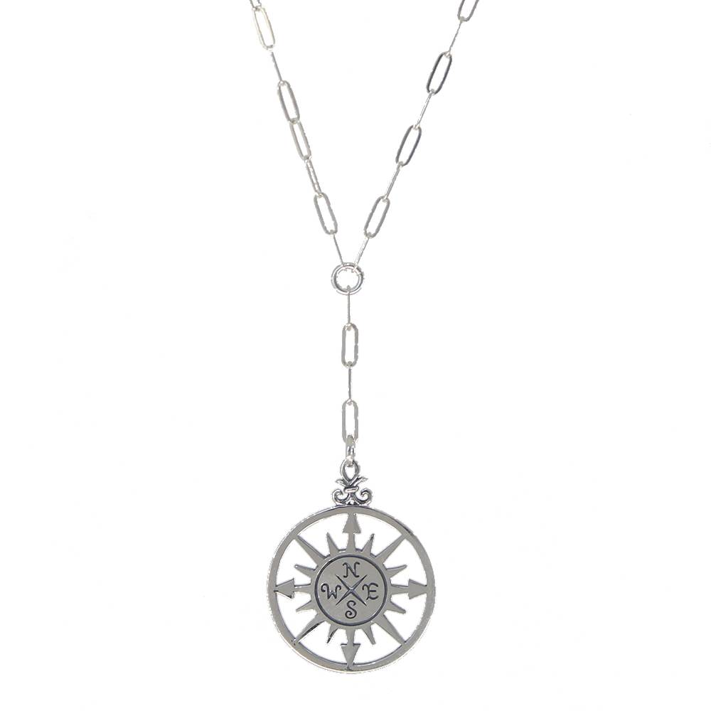 Silver Compass Charm Necklace
