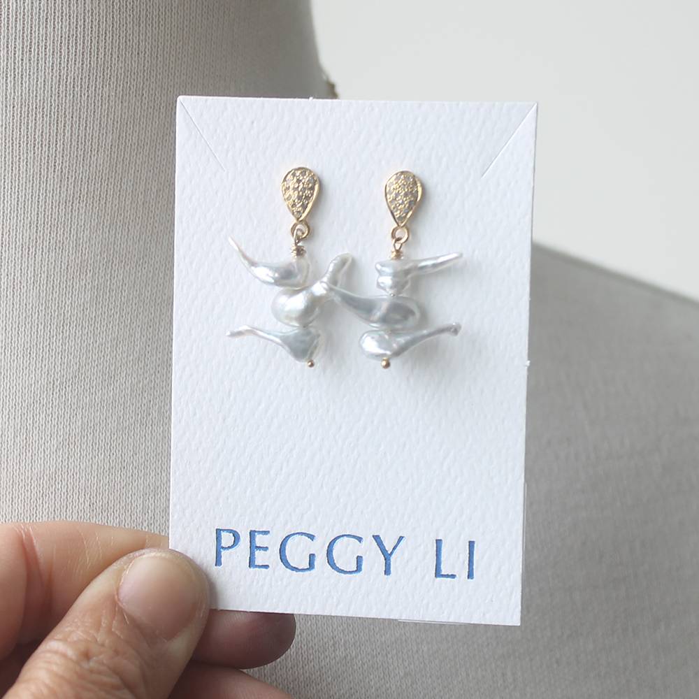 Keshi Pearls with Diamond ear posts