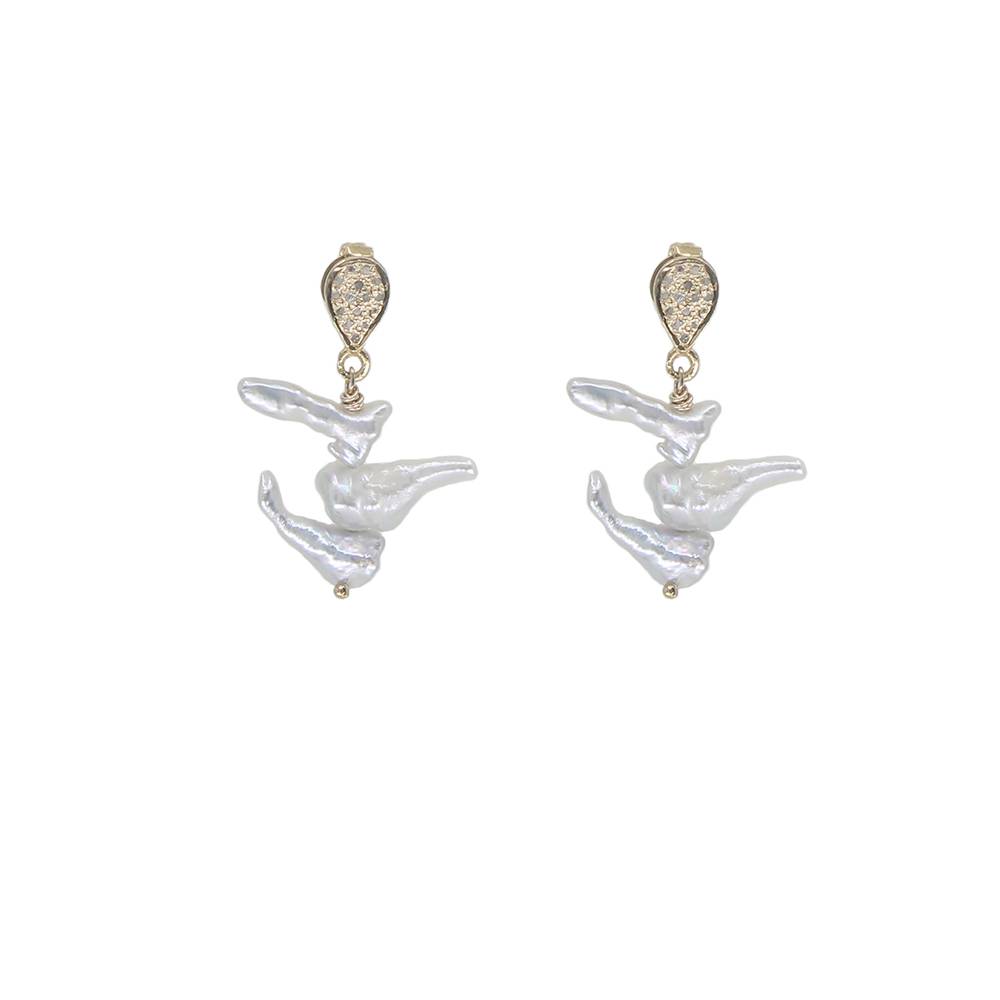 Keshi Pearls with diamonds earrings