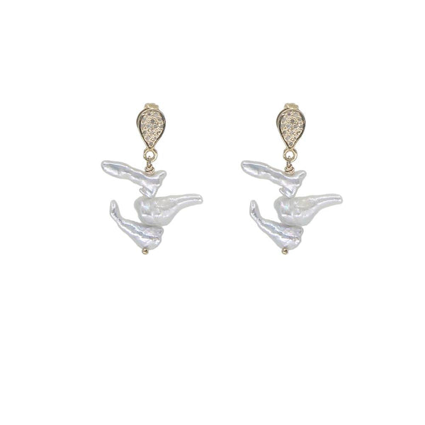 Keshi Pearls with diamonds earrings