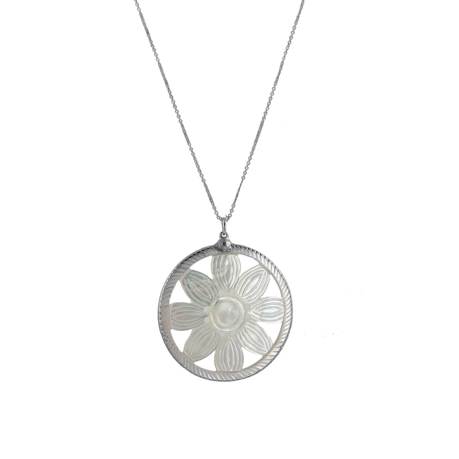 Flower Power mother of pearl pendant necklace