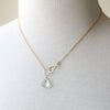 Front clasp necklace, green amethyst