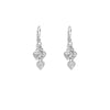 Silver heart-shaped earrings on a white background