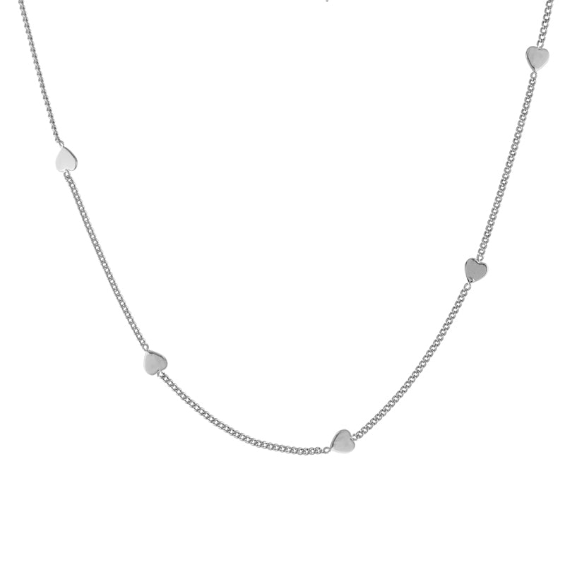 Simple Hearts Necklace, silver