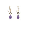 Leaf Top Earrings, amethyst
