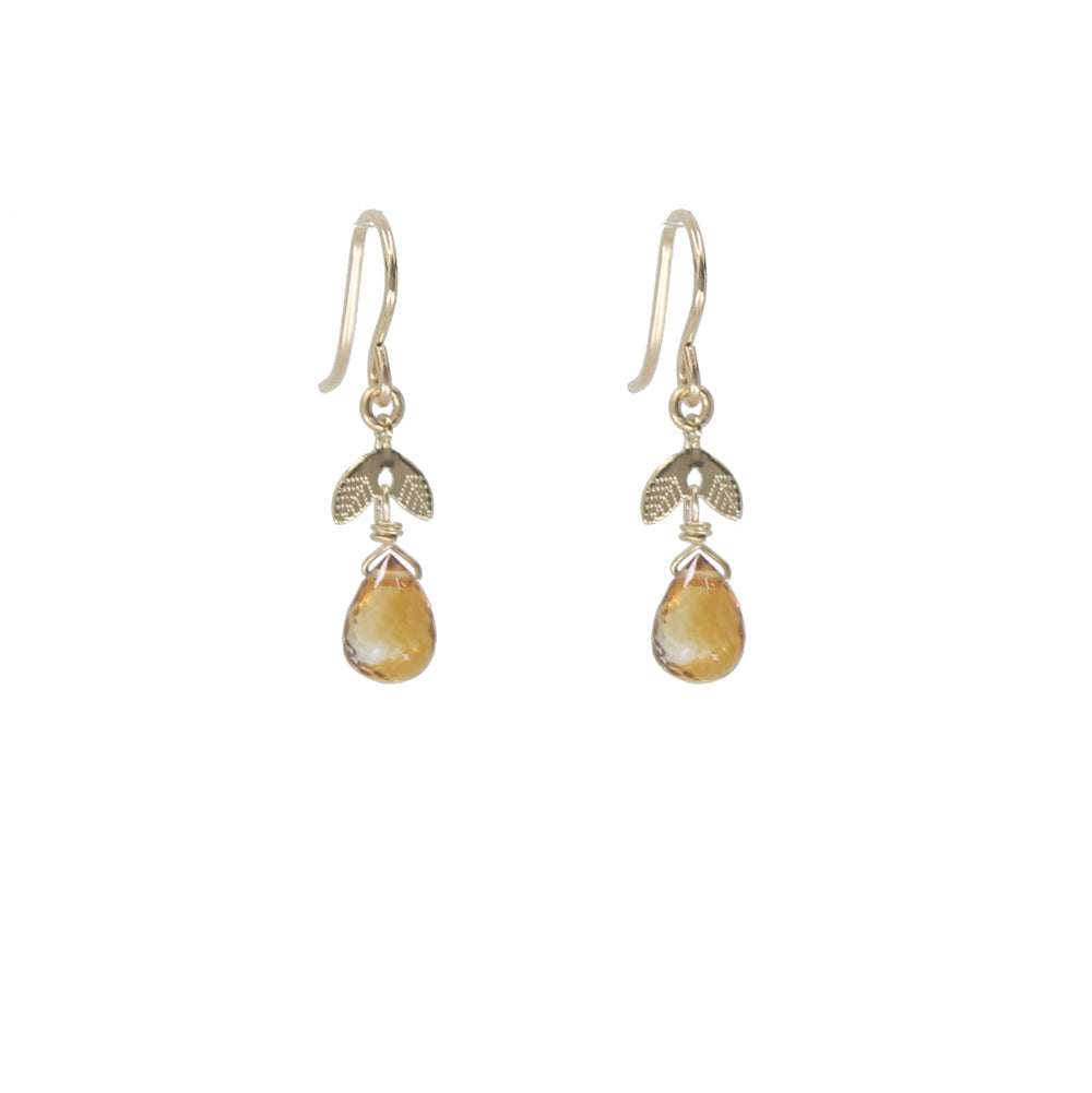Leaf Top Earrings, Citrine