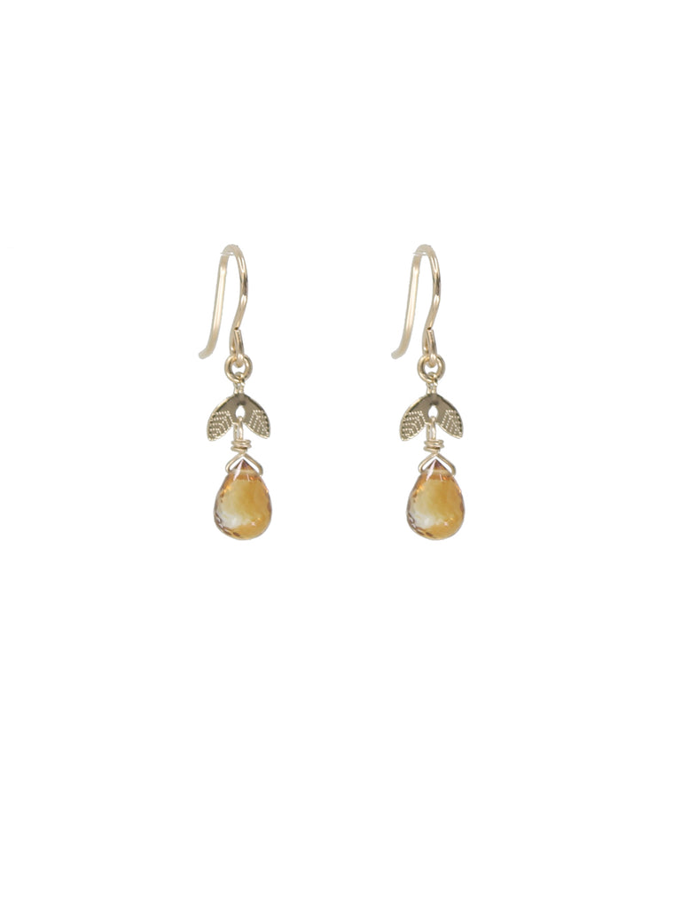 Leaf Top Earrings, Citrine