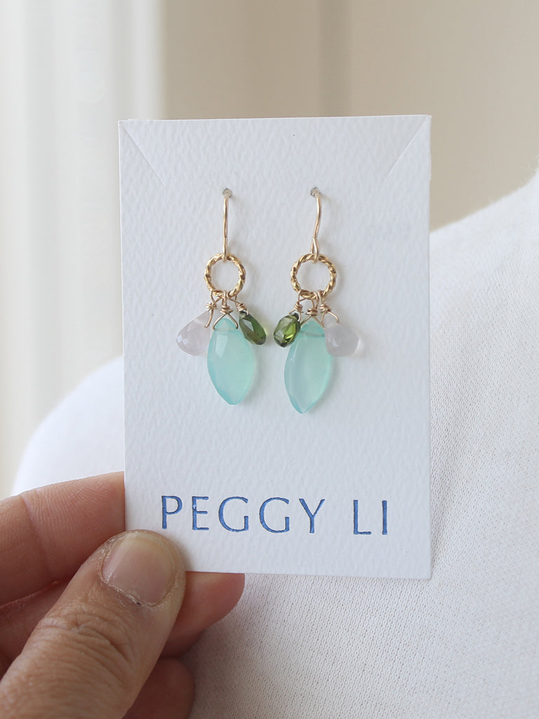 Aqua chalcedony gem earrings