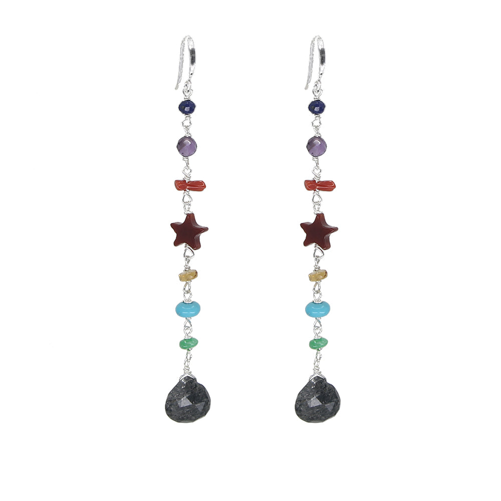 Rainbow Bright Earrings, galaxy stone
