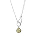 Olive Stone Front Clasp silver necklace