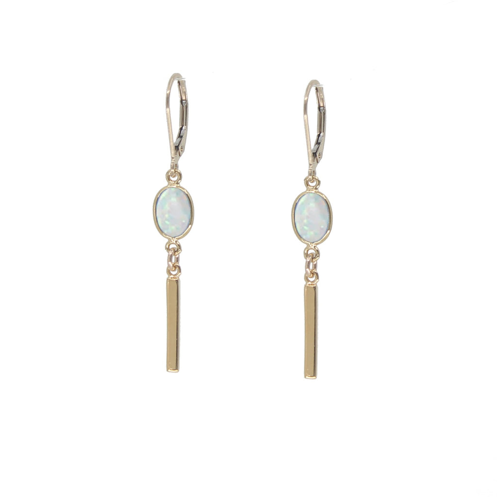 White Opal Bar Earrings