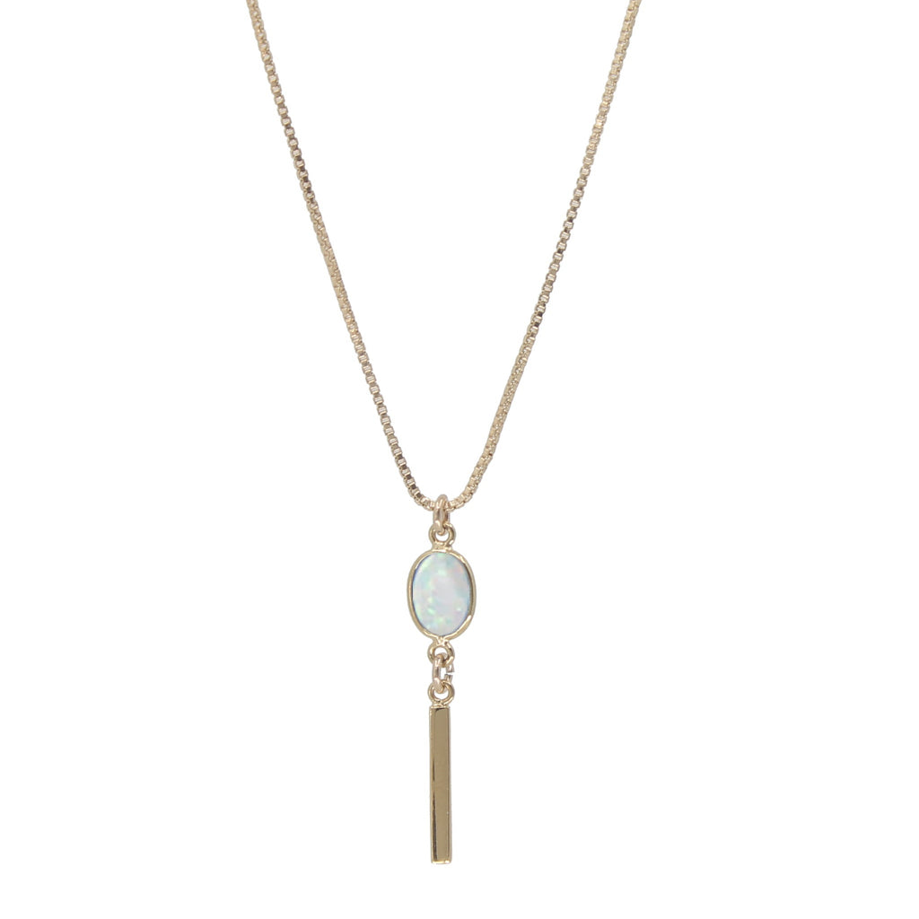 White Opal Bar Necklace