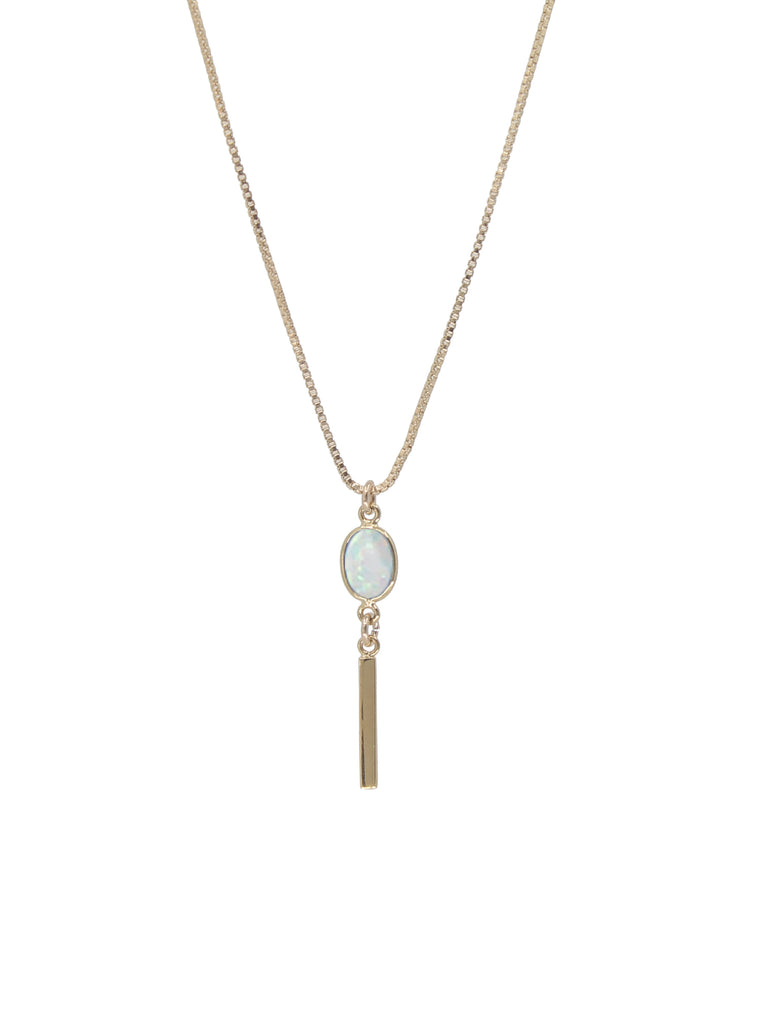 White Opal Bar Necklace