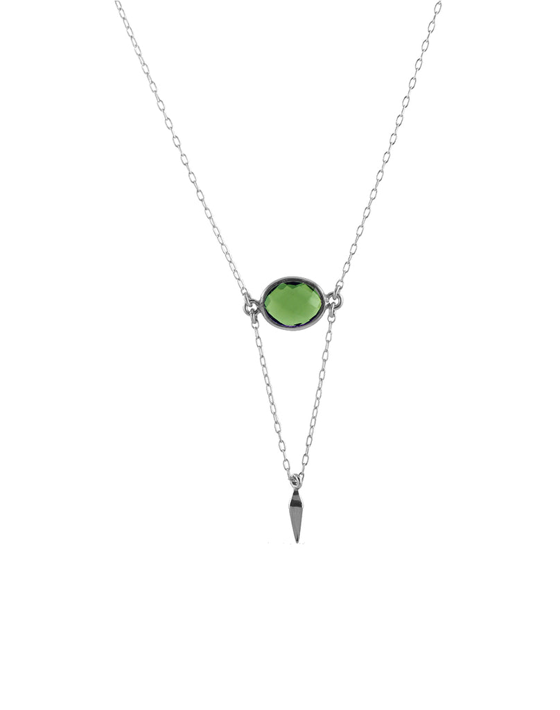 Peridot Point Necklace, silver