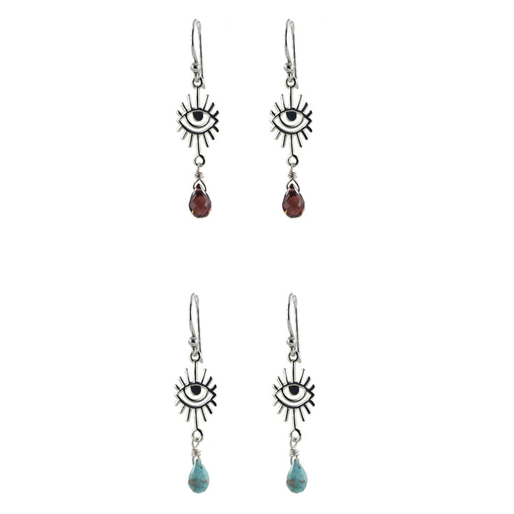 Gemstone Evil Eye Earrings