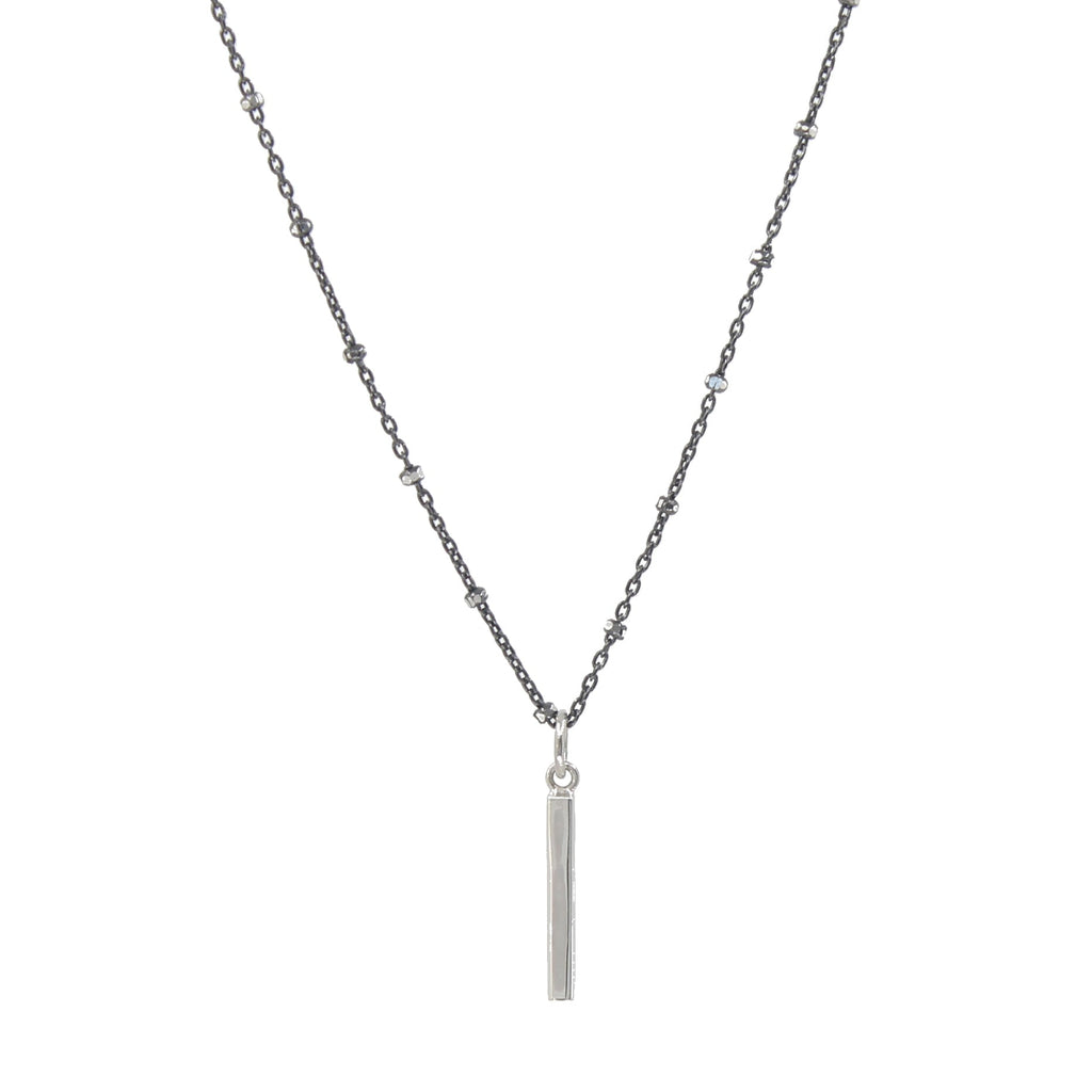Oxidized Beaded Bar Necklace, silver