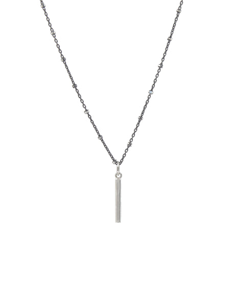 Oxidized Beaded Bar Necklace, silver