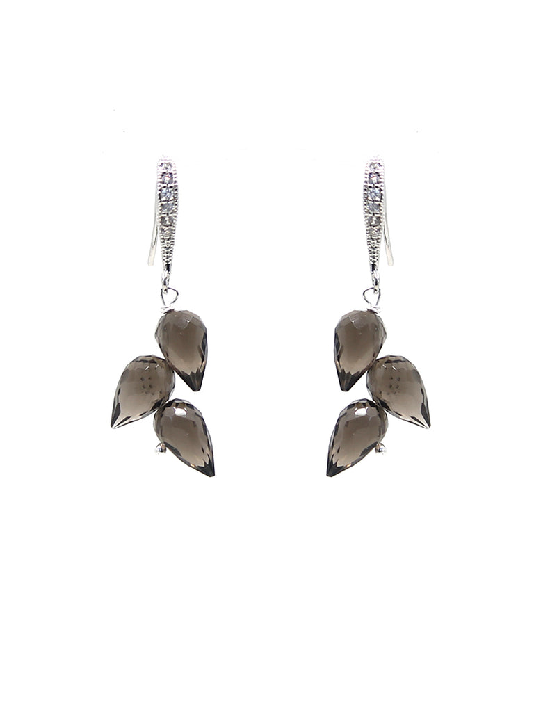 Sparkle Hook Earrings, smoky quartz