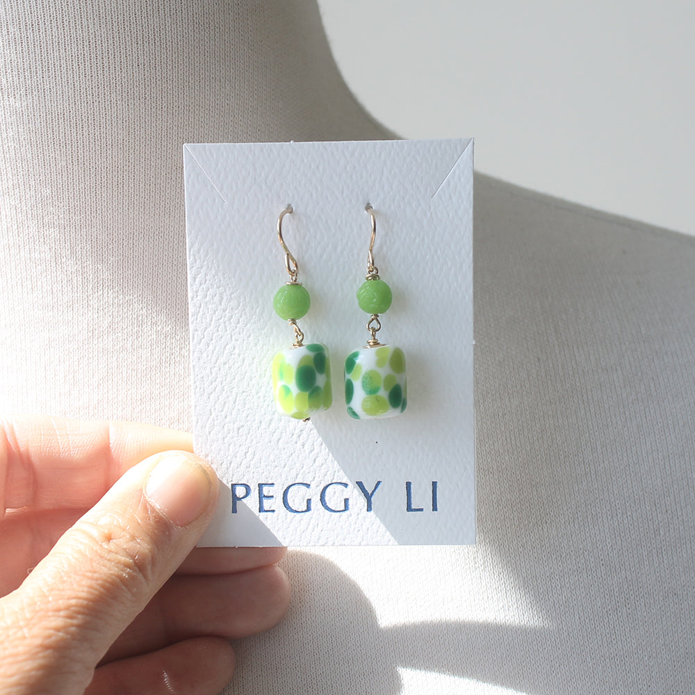 Speckled Glass Earrings, green