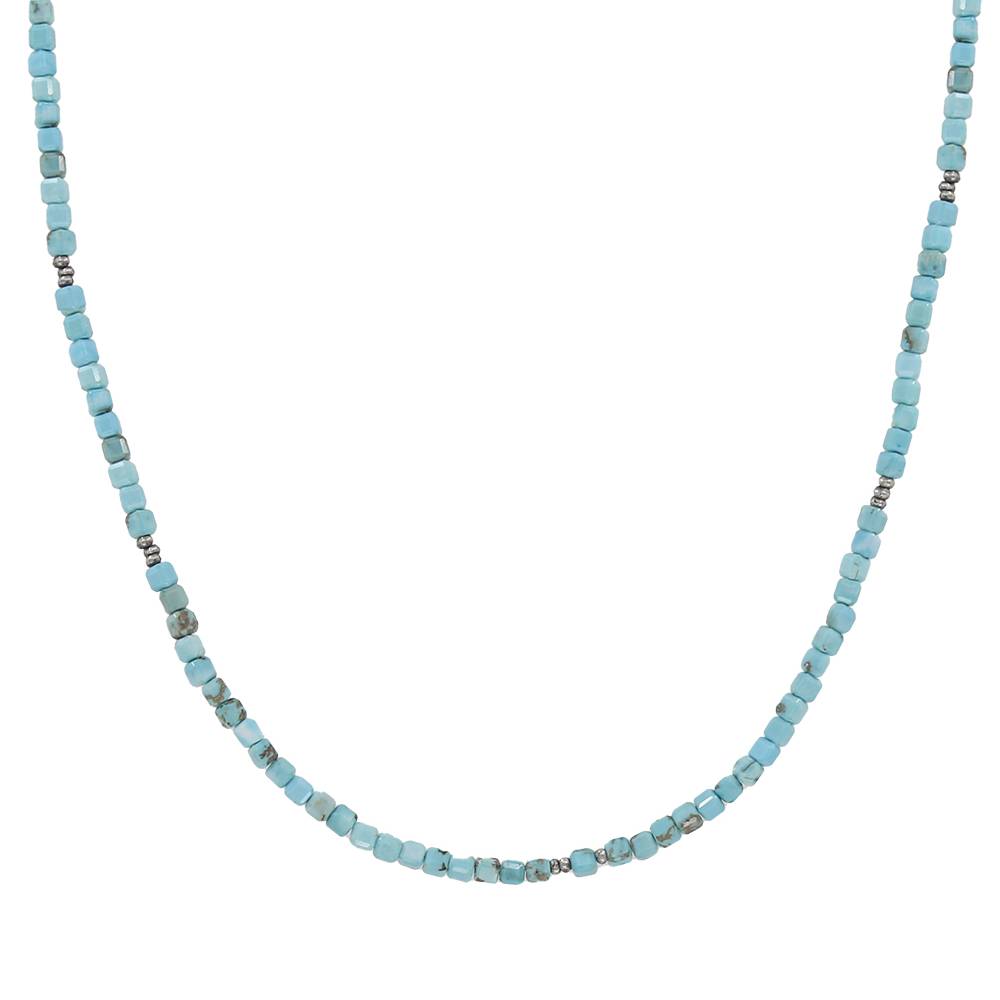Square turquoise beaded necklace
