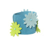 Turquoise blue suede cuff with felt flowers handmade