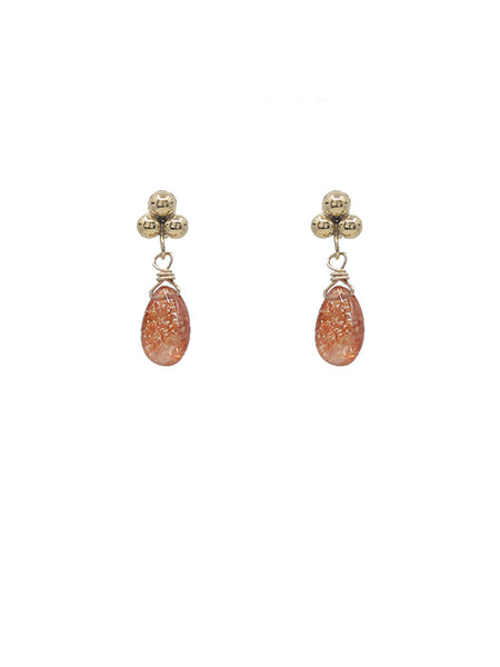 Sunstone Pyramid Post Earrings