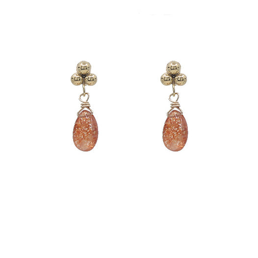 Sunstone Pyramid Post Earrings