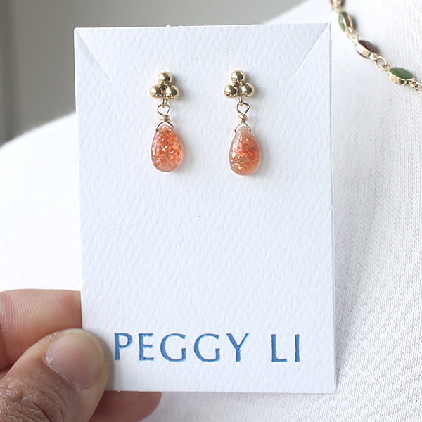 Sunstone Pyramid Post Earrings