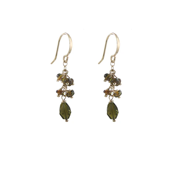 Dark green tourmaline earrings