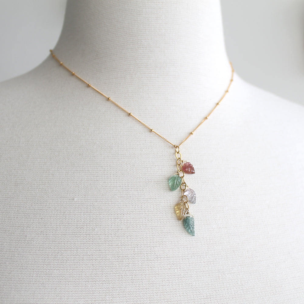 Tourmaline Leaf Lariat Necklace