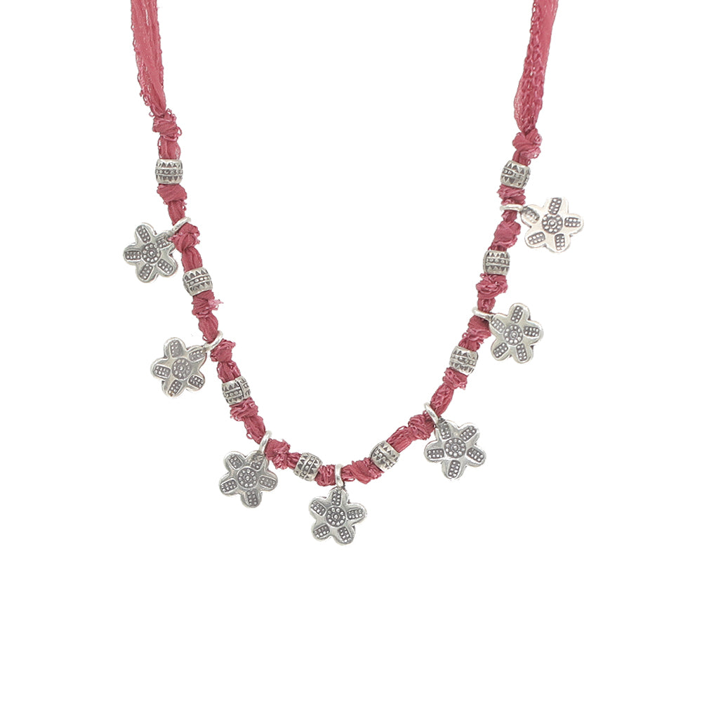 Thai Silver and Silk necklace