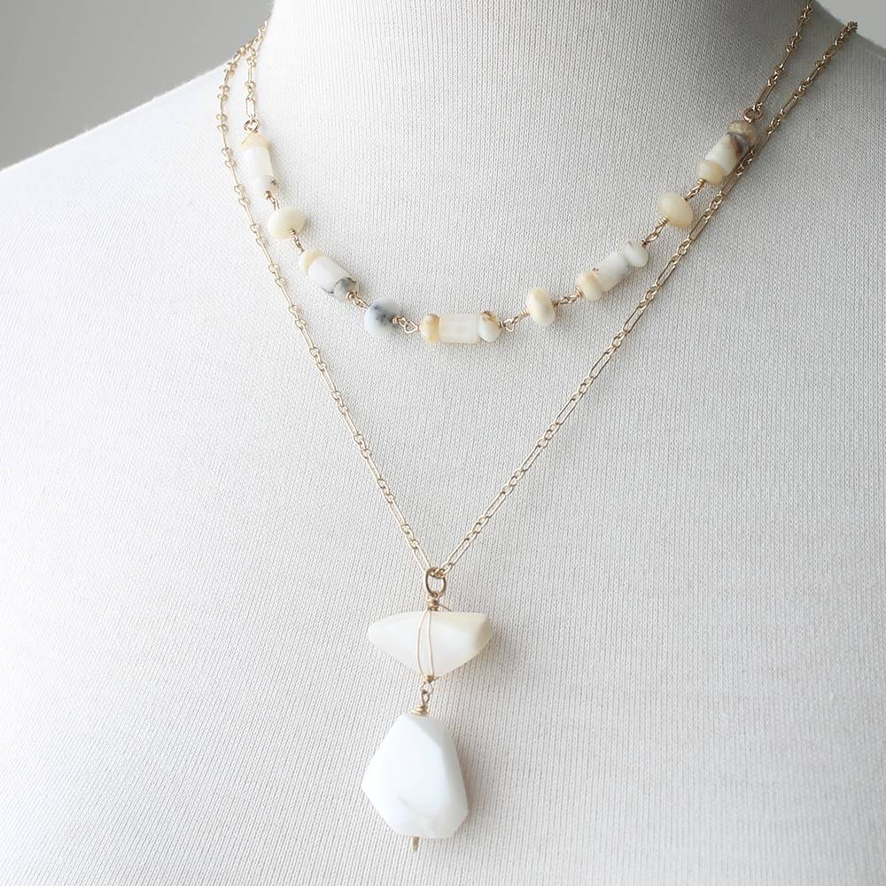 White Opal Statement Necklace