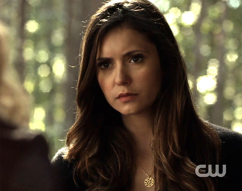 Elena (Nina Dobrev) wearing a Peggy Li Creations Tree of Life Necklace