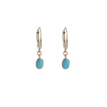 14k gold earrings with turquoise stone drops